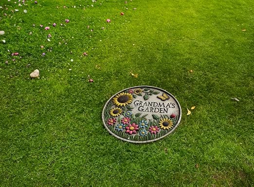 VEOJEIN Grandma's Garden Stepping Stone 9.45’ Durable Garden Décor with 3D Hand-Painted Sunflower Design – Gift for Grandma, Mom, Wife, Mother’s Day, Christmas, Birthdays