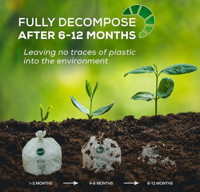 ANECO 100% Compostable Food Waste Bags 3 Gallon, 100 Count, Extra Thick Compost Bags for Countertop Bin, Small Compost Bag, Food Waste Bags with TUV OK Compost Home and BPI certified