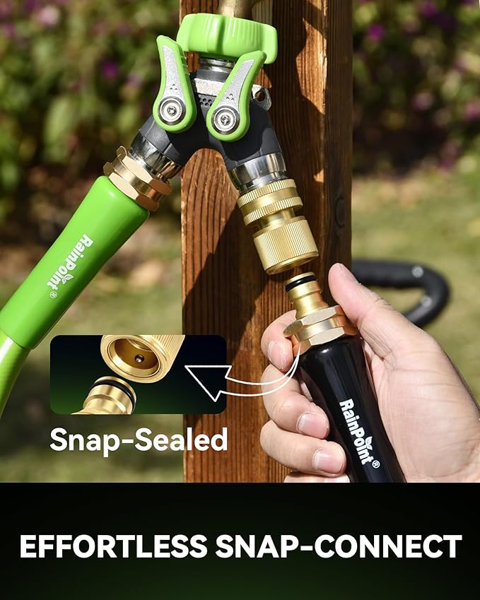 RainPoint Quick Connect Hose Fittings 3/4" GHT - Solid Brass Garden Hose Connectors, No-Leak Design & Universal Fit for Instant Connection (4 Sets)