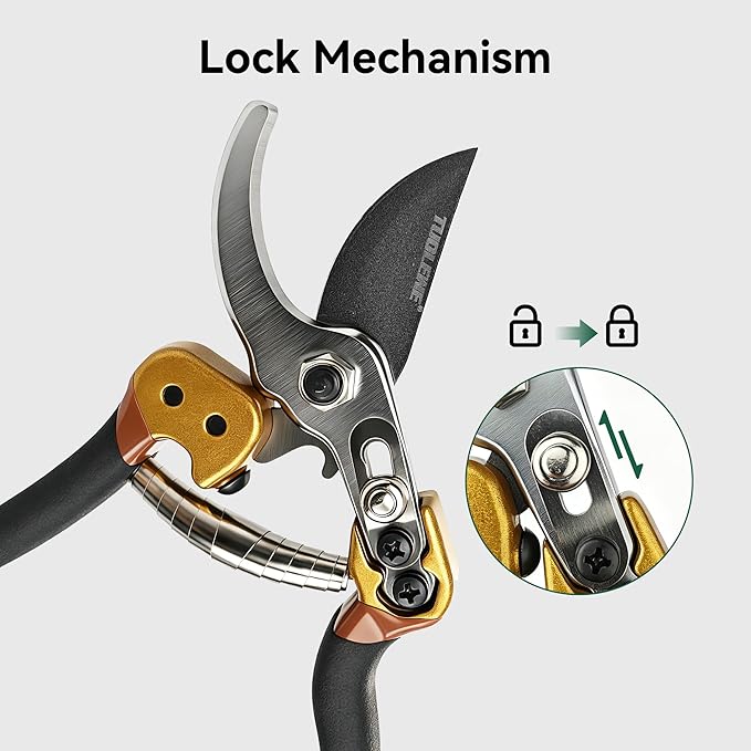 Professional Pruning Shears, Japanese SK5 Steel Blades for Precise Trimming, Bypass Pruners, Heavy Duty Garden Clippers for Branch Cutting, Bonsai, and Gardening