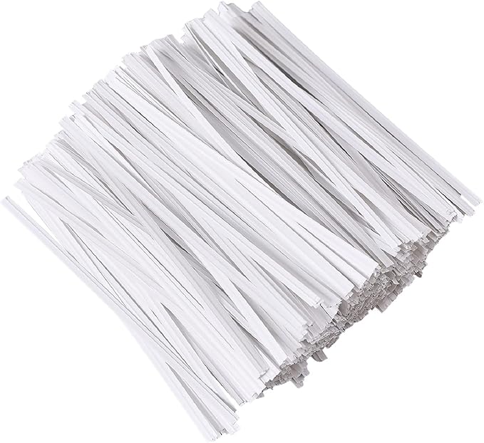 Tangyinrd 1000 Pcs 5" White Twist Ties, Plant Ties Cable Ties Reusable Bread Ties for Party Cello Candy Coffee Treat Bags Cake Pops