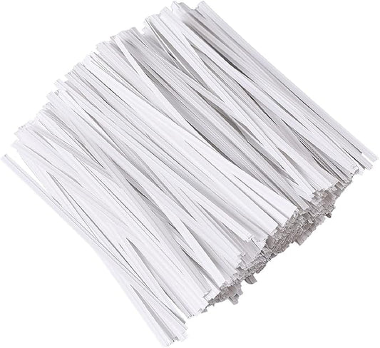 Tangyinrd 1000 Pcs 5" White Twist Ties, Plant Ties Cable Ties Reusable Bread Ties for Party Cello Candy Coffee Treat Bags Cake Pops