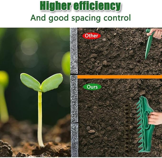 Hand Seeding Punch,Multifunctional Soil Spacer for Planting Seeds,12 Holes Seedlings Dibber,Portable Gardening Tools