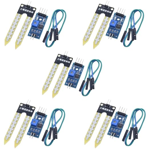 5 Packs Soil Moisture Sensor Module LM393 Chip Hygrometer Detector with Analog and Digital Output for Arduino Automatic Watering System Plant Gardening DIY Robot Project