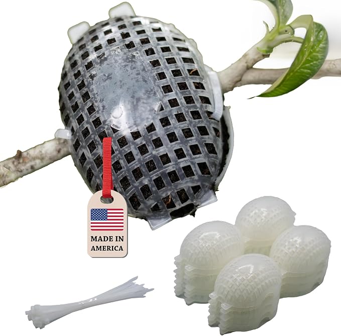 Air Layering Propagation kit with Zip Ties | 12 Pack | 4 inches Wide x 5 inches Long | Plant Rooting Pods - Supports Aerial Roots Growth | Ventilated and Hinged Design | Made in USA