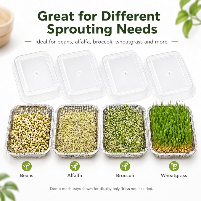 Sprouts Growing Acrylic lid for 2-Tier 10.4 inch Trays, Microgreens Growing lid, Seed Sprouting Sprouts for Beans Alfalfa Broccoli Wheat Grass