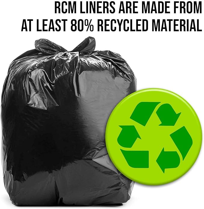 Aluf Plastics - 3 Ply Trash Bags, 56 Gallon, 1.55 Mil (eq), 43"x47", Black, 400 Count (20 Rolls of 20)