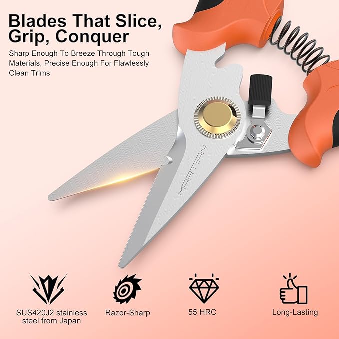 7”Heavy-Duty Garden Shears- Handheld Plants Pruning Shears for Gardening, Japanese Stainless Steel Garden Scissors for Cutting Branches, Flower, Rose