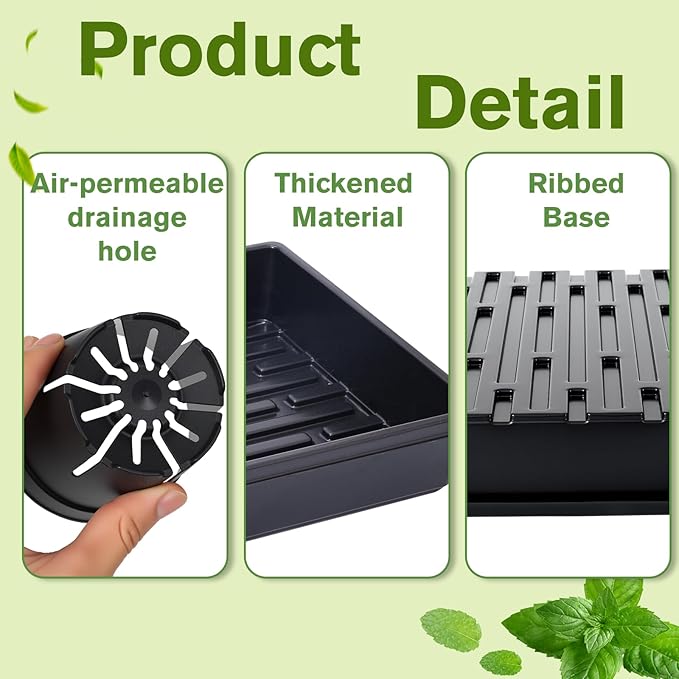 Seed Starter Tray Kit - 60-Pack 3.4 Inch Round Nursery Pots with Drainage Holes, 5 Seedling Trays, 100 Plant Labels & 2 Transplanting Tools for Vegetables, Flowers, Herbs Seed Starting