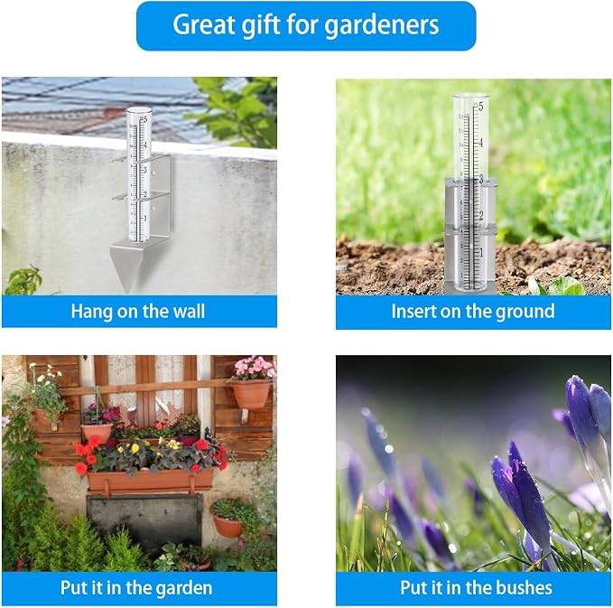 5" Capacity Rain Gauge Outdoors Best Rated,Rain Gauge Small Freeze Proof Plastic Rain Gauge for Yard Garden
