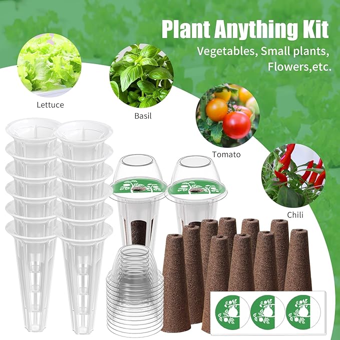 79 Pcs Seed Pod Kit Compatible with Aero Garden Ahope Garden Z243 - Grow Anything Kit for Indoor Garden Hydroponics Growing System with 24 Grow Sponges, 12 Grow Baskets, 12 Domes, 30 Labels
