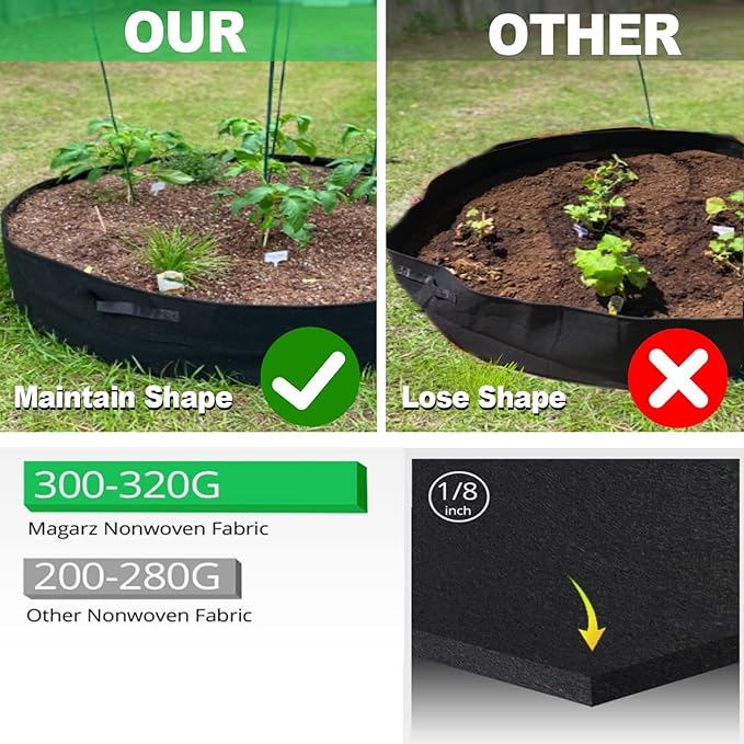 ZtohPyo 50 Gallon Plant Grow Bags, Large Fabric Raised Garden Bed with Handles, Durable Garden Beds Planters Aeration Gardening Container to Grow Vegetables for Outdoor Plants