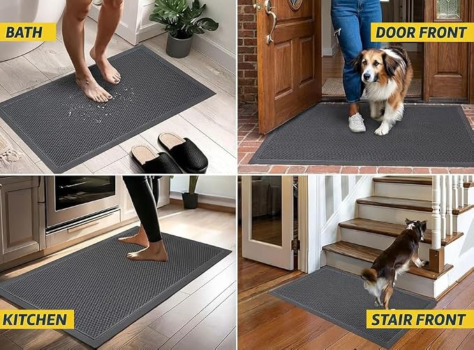 Muddy Mat® Meshy Mat™ Door Mat Heavy-Duty Quick-Dry Floor Mat, Sand & Dirt Trapper for Indoor & Outdoor, Ideal for Entrance, Mudrooms,Patios & Garages,Low-Profile,Non-Slip,Washable– Grey 17"x30"x0.4"