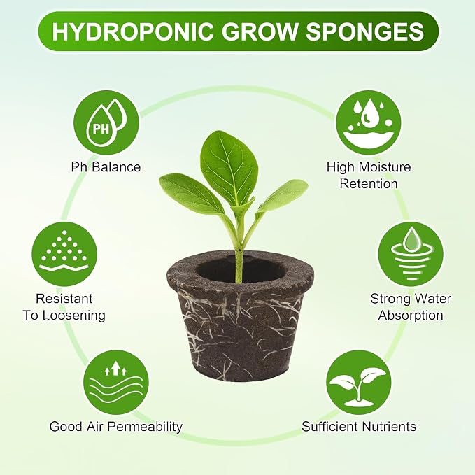 M METERXITY 5-Pack Grow Sponges, 3.5x2.3x2.4 Inch Replacement Root Growth Sponges Seed Pods for Plant Rooting/Seed Germination/Hydroponic Gardens System Supplies, Starter Plug for Seeds