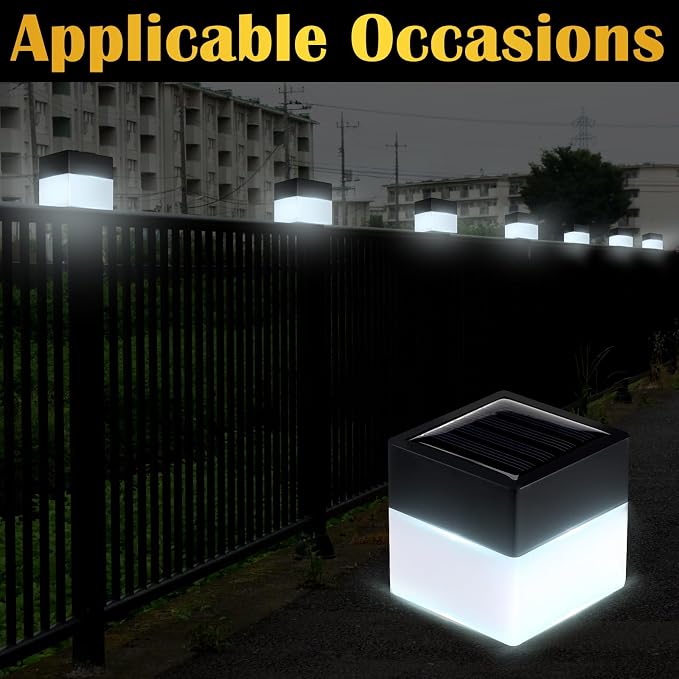 Tujoe Solar Post Cap Lights Fence Post Solar Lights 2in x 2in (5cm x 5cm)(White,25 Pack)