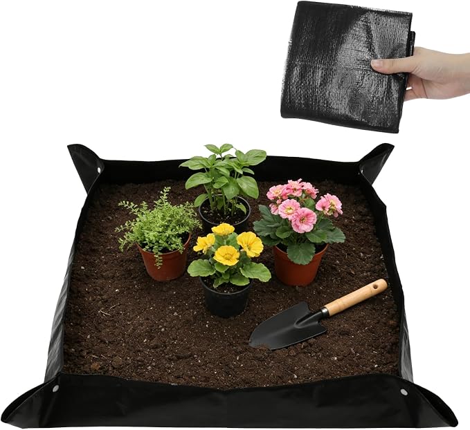 39inch x 39inch Potting Mat Impermeable Repotting Pad for Indoor Gardening Foldable Transplant Tray Easy to Clean Portable Plant Care Tool