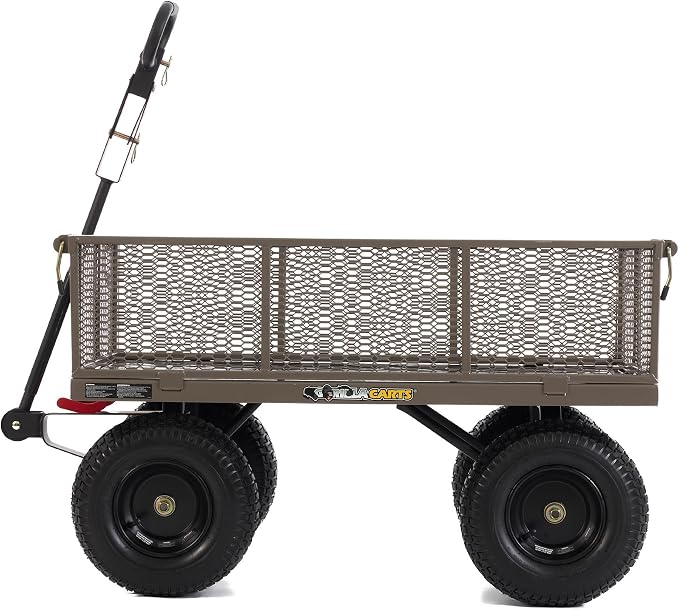 Gorilla Carts Steel Dump Cart, 5 Cu Ft Bed, 1200 lb Load Capacity, Gray – Towable Heavy-Duty Outdoor Utility Wagon with Removable Side Panels for Yard, Lawn, Garden or Landscaping