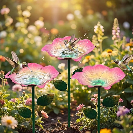 AIIONP Handmade Metal Flower Garden Stake, 2026 New Outdoor Garden Decor, Weather-Resistant Decorative Yard Art for Backyard, Artistic Metal Flower Stake for Garden Enthusiasts (3, Red)