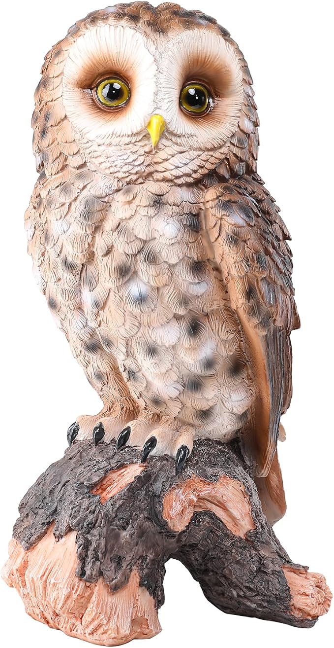 WONDER GARDEN Owl Statue Decor, Outdoor Resin Owl Figurine Sculpture for Home Outside Porch Patio Lawn Yard Decorations or Housewarming