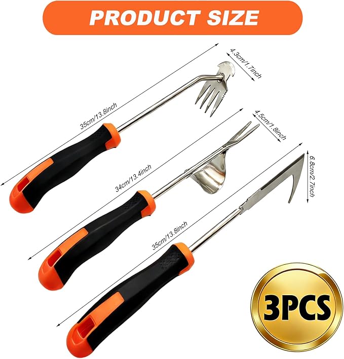 2026 Weed Puller Tool, 3-Piece Garden Weeder Tool Set, Weed Remover Tool, 4-Tine Uprooting Puller & Crevice Weeder, Portable Weeding Artifact for Backyard, Vegetable Garden & Farm