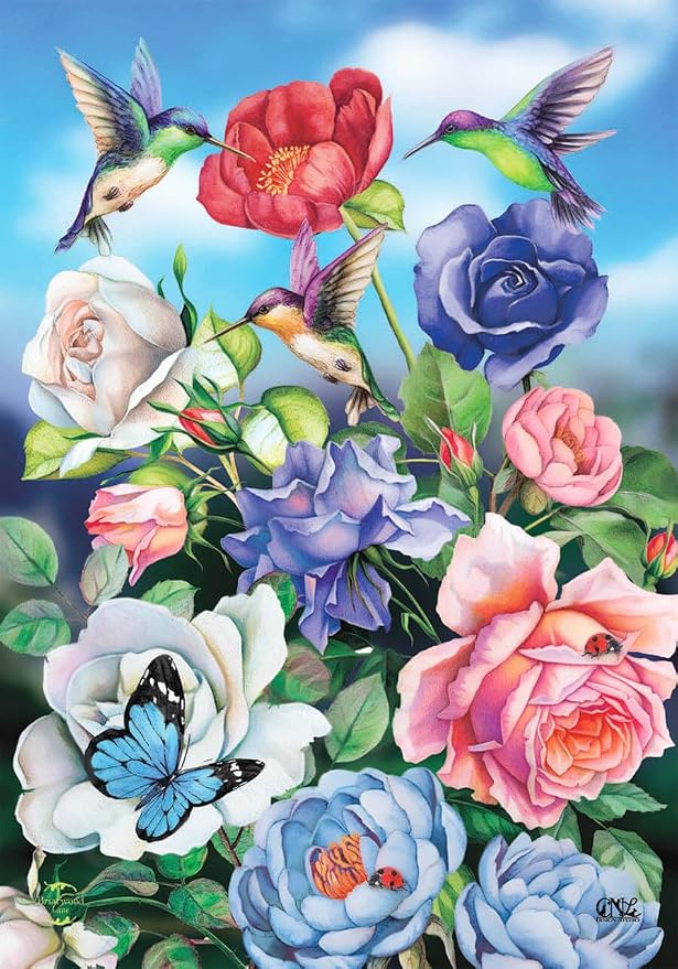 Briarwood Lane Hummingbird and Roses Spring Garden Flag