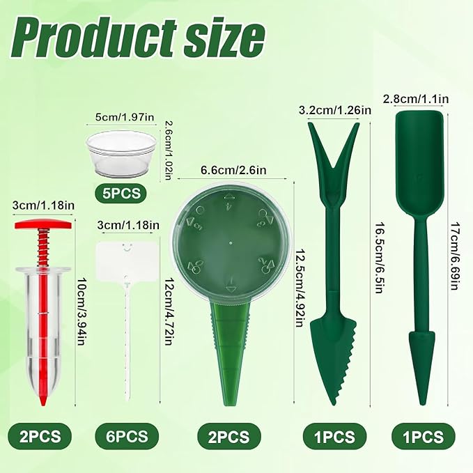17 PCS Mini Seed Spreader, New Mini Gardening Spreaders, Mini Sowing Seed Dispenser, Reusable Handheld Small Seed Planter Tool for Tiny Seeds