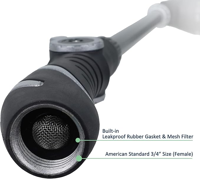Watering Wand for Hanging Baskets & Windows, Lightweight 6-Spray Wand, Ergonomic Nozzle for Garden, Patio, Car Cleaning (Silver- Black, 22 Inch)
