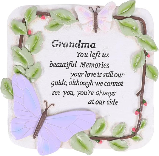 10 Inch Resin Memorial Garden Stone, Outdoor Decor, Sympathy Garden Marker, Sympathy Gift for Loss of Mom, Remembrance of Beloved Mather (Grandma)