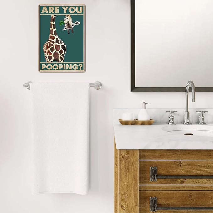 Funny Giraffe Are You Pooping Wall Decor Vintage Bathroom Sign Animal Picture for Bathroom Toilet Wall Decor 8x12 Inch