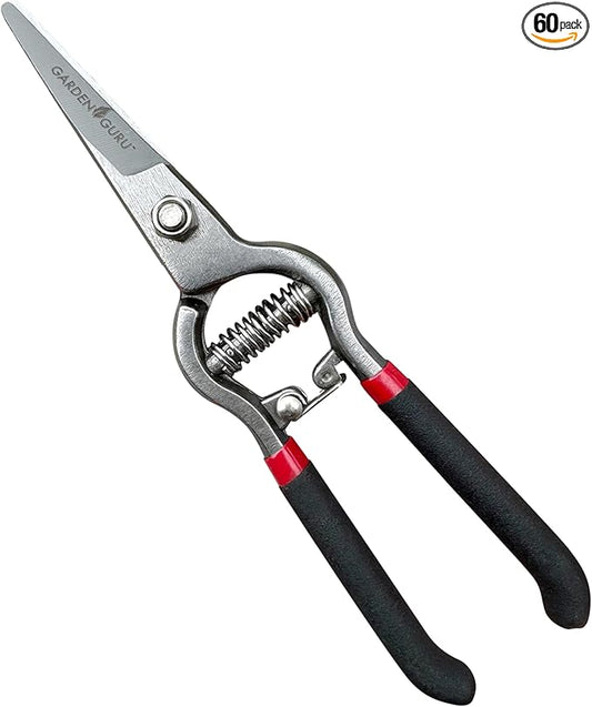 Garden Guru Classic Bypass Pruning Shears Clippers – Heavy Duty Forged Steel Pruners – Non Slip Comfort Grips – Cuts up to 1” Diameter – Professional Straight Pruners for Gardening - 1 Case (60 Pcs)