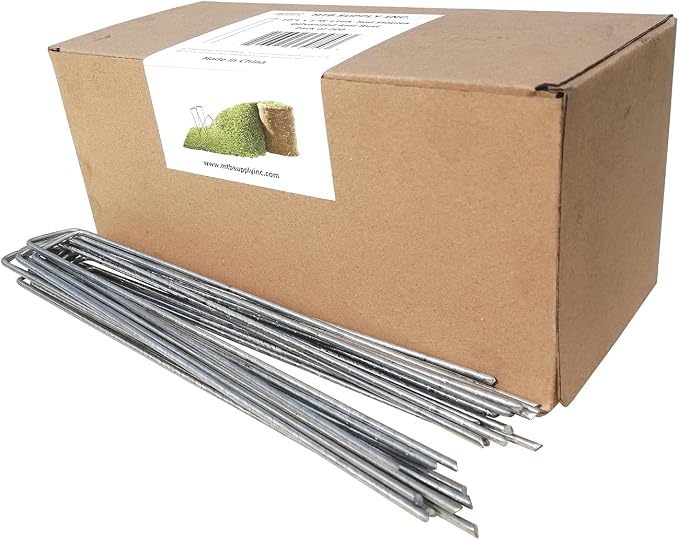 200 Pack 10 Inch 11GA(0.12inch) Landscape Staples Garden Stakes Fence Netting Pins Ground Spikes Sod Cover Fabric Pegs Anti-Rust Galvanized