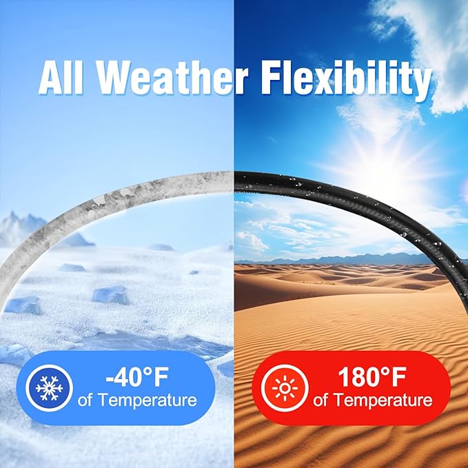 Beitopamz Garden Hose 75 ft x 5/8 in Heavy Duty Water Hose, Flexible and Durable, Lightweight Rubber Hybrid Hose, Leak-Free Connections, Male to Female 3/4'' Brass Fittings for Patio, Lawn, Black