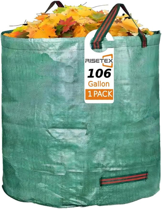 106 Gallon Leaf Bag & Yard Waste Collector - Reusable Standable Lawn/Garden Clippings Container with 4 Handles, Portable Leaf Storage,or Laundry - Camping Accessories