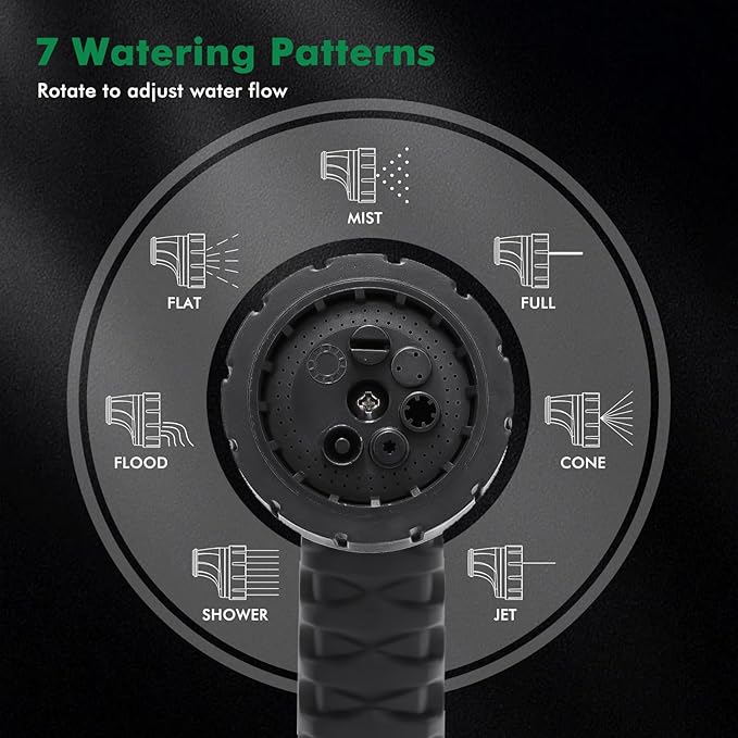 RESTMO Garden Hose Nozzle, Heavy Duty Metal Water Hose Nozzle, Hose Sprayer Nozzle with 7 Adjustable Spray Patterns, High Pressure Nozzle Watering Plants and Lawn, Pet Showering
