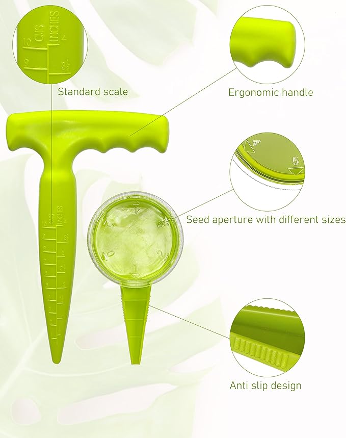 Seed Spreader & Planter Tool with Dibber, Seed Dispenser, Handheld Manual Garden Seeder for Small Seeds, Mini Gardening Tools for Indoor Outdoor, Home Vegetable Planting