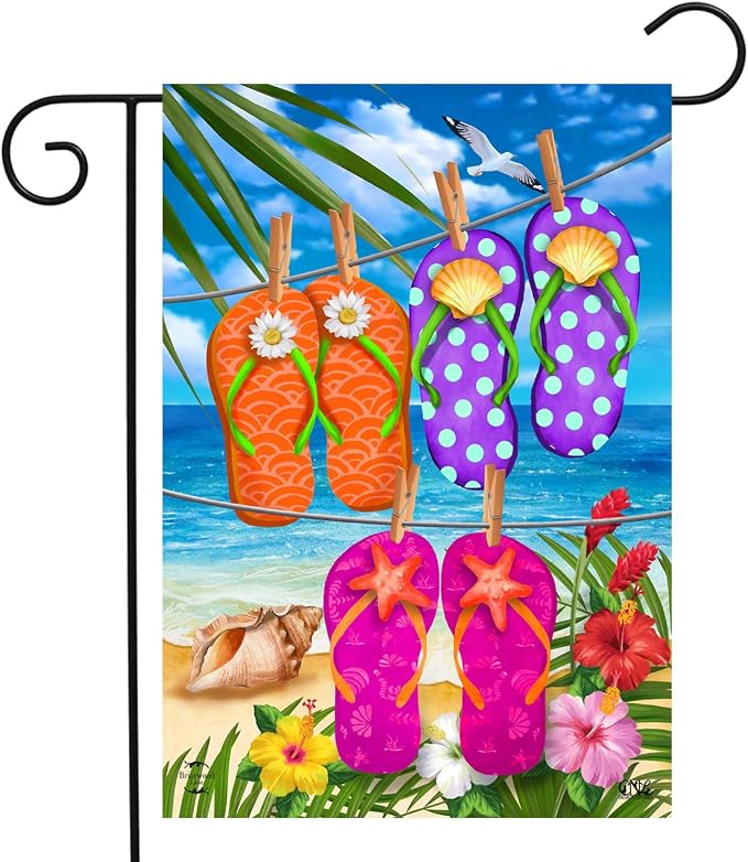 Briarwood Lane Hanging Flip Flops Summer Garden Flag Tropical Beach 12.5" x 18"