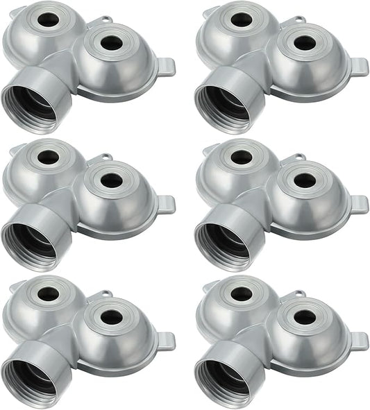 Honoson 6 Pcs Circle Pattern Twin Spot Sprinkler Metal Lawn Garden Rotating Water Spray Sprinkler 360 Degree for Lawn Yard, Silver