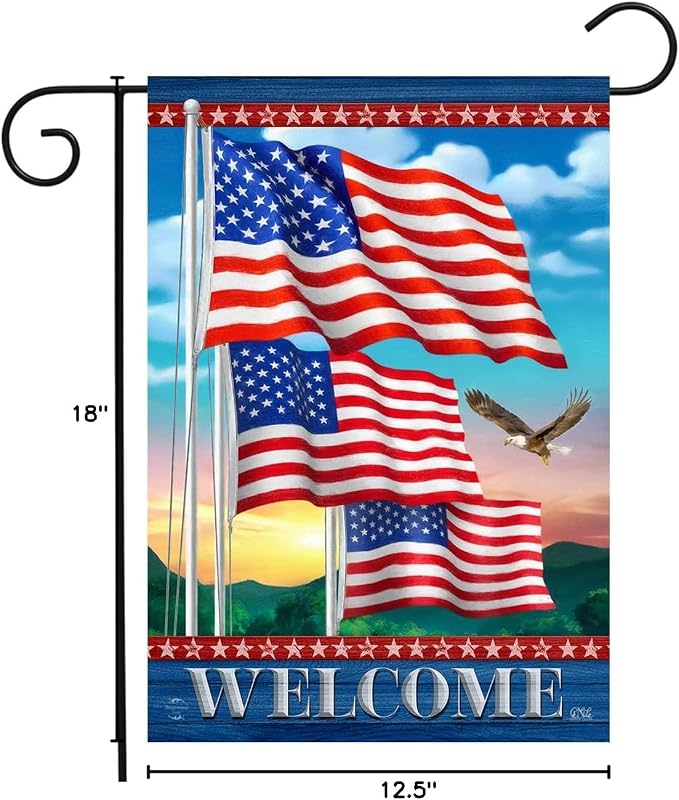 Briarwood Lane Waving American Flags Welcome Garden Flag Patriotic Eagle 12.5" x 18"