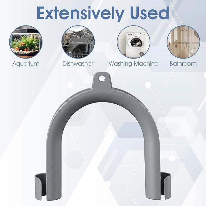 Xindojuz 2 PCS U-Shaped Washing Machine Drain Hose Holder Hook, U-Bend Drain Hose Clamp Fits 1.2" Drains Secure Hoses Holder Hook for Laundry Tub, Dishwasher and Sink Srain Hoses (Gray)