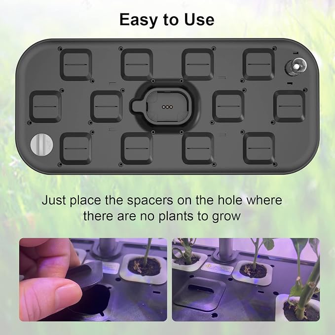 25 Pack Square Plant Spacer Kit for Hydroponic Growing System, Hydroponics Cover Lid Accessories for Indoor Garden Spacer Caps, Compatible with Idoo,QYO,LYKO and Most Square Seed Pods, Black