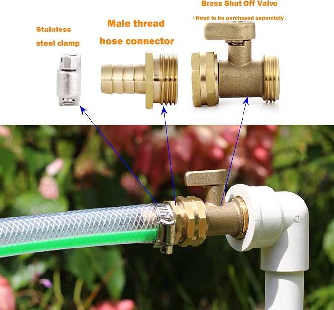 Solid Brass Garden Hose Repair Connector with Clamps Hose End Repair Kit,Fit for 3/4"Garden Hose Fitting,Male and Female Hose Fittings(3/4"-3 Set)