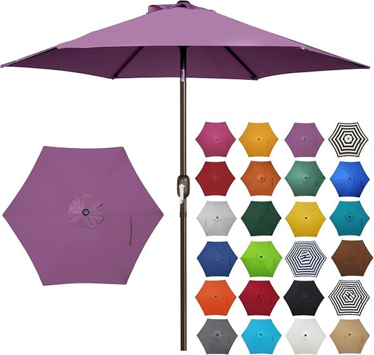 Blissun 7.5 ft Patio Umbrella, Yard Umbrella, Outdoor Market Umbrella with Push Button Tilt Crank, Lilac