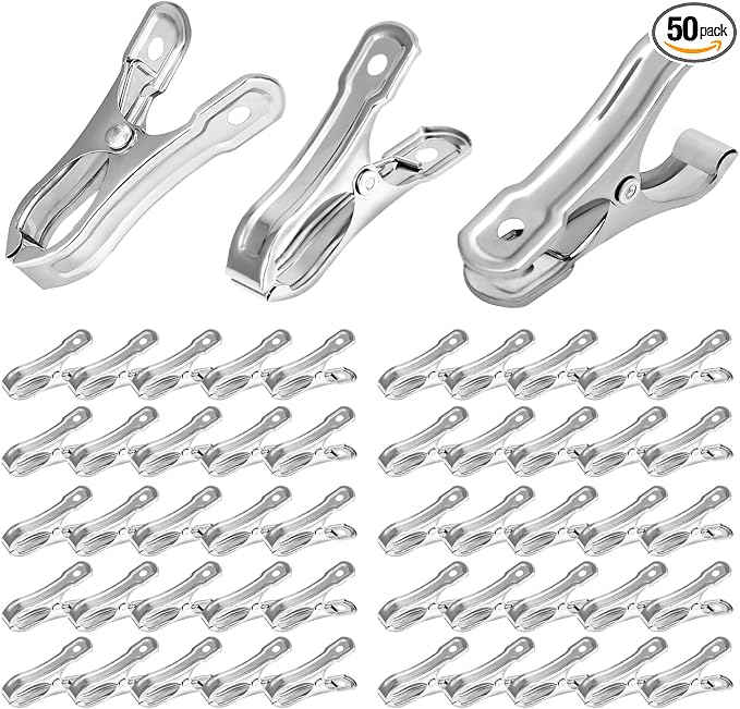 50PCS Garden Clips, Stainless Steel Greenhouse Clamps, Strong Grip Greenhouse Clips, Metal Clips for Netting, Shade Cloth, Plant Cover on Garden Hoops or Greenhouse Hoops by EGYPAMID