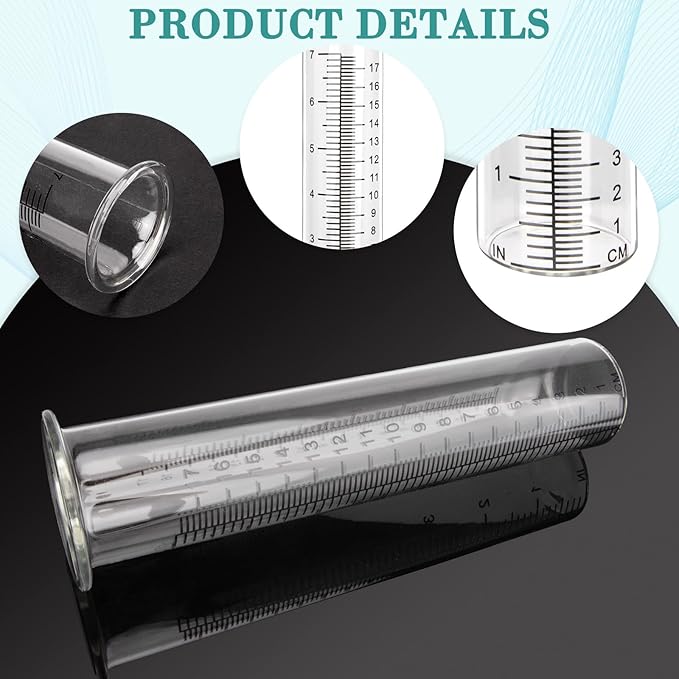 Glass Rain Gauge, 8.25 x 2.25 Inches, 7 Inch Capacity, Clear Tube with Measurement Markings
