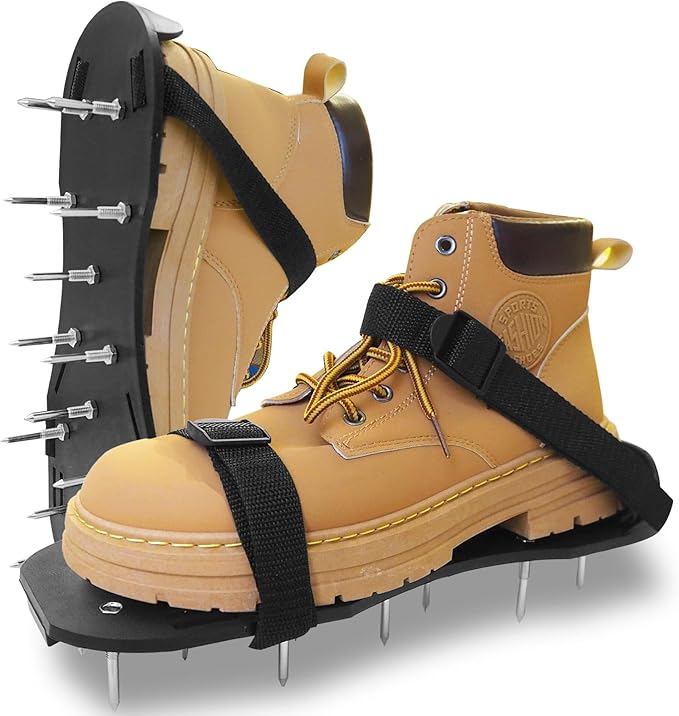 Lawn Aerator Shoes with Adjustable Straps - for Lawn Aeration or as Screed Shoes - Lawn Aerator Shoes as Perfect Aerator Lawn Tool - Large