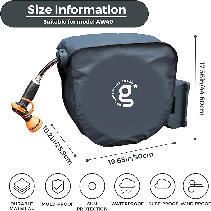 Giraffe Tools AW40 Garden Hose Reel Cover UV Resistant, Waterproof and Anti-Fading Cover for Giraffe Hose Reel
