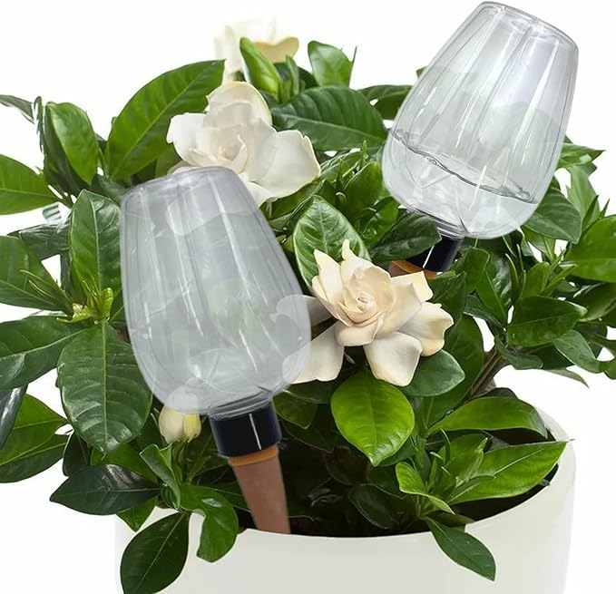 Plant Watering Spikes Globes,Watering Bulbs for Outdoor Plants,Self Watering Planter Insert,Rose Shape Two Packs