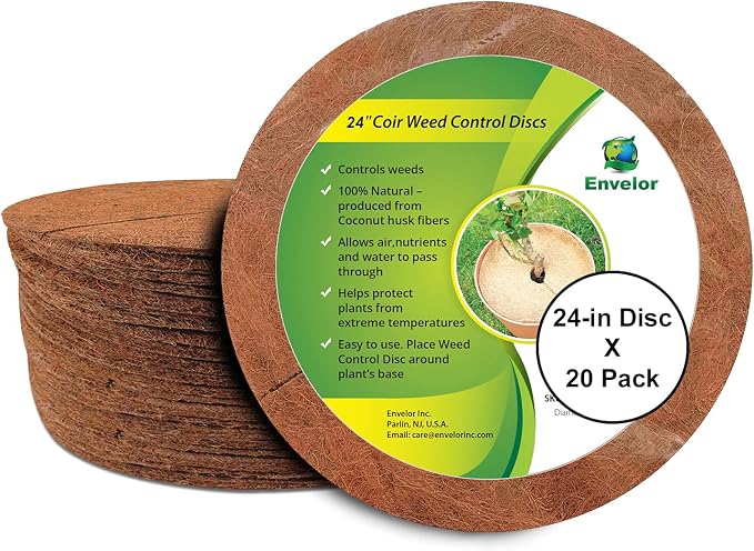 Envelor 20 pcs Coconut Fibers Mulch Ring 24 Inches Tree Protector Mat Coconut Mulch Cover Natural Coconut Fiber Weed Control Rings, Tree Ring Plant Cover for Indoor Outdoor Plants, Pot, Landscaping