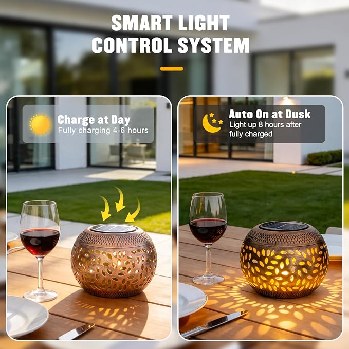 JMEXSUSS Solar Lanterns Outdoor Waterproof, Outdoor Lanterns for Porch, Solar Table Lamps for Outside Patio, Garden, Camping, Desk, Yard, Copper