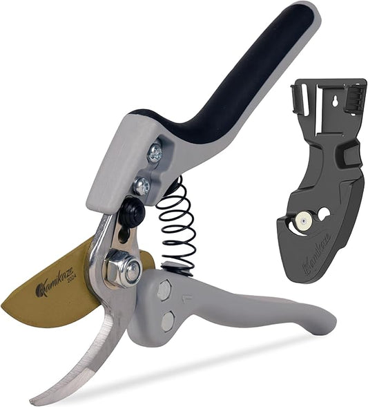 KAMIKAZE Heavy-Duty Professional Pruning Shears for Gardening, Ergonomic Comfort Handle, SK5 High-Carbon Steel Bypass Blade, Cuts Branches Up to 1 Inch, Garden Clippers for Tree and Shrub Trimming